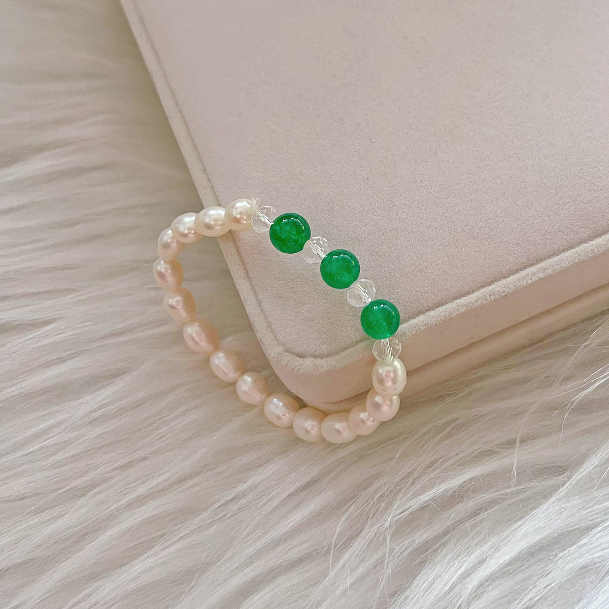 Freshwater Pearl Bracelet - Green Agate - Akuna Pearls