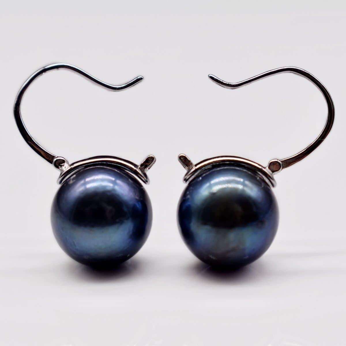 Freshwater Pearl Black Pearl Hoop Earrings - Quinn - Akuna Pearls