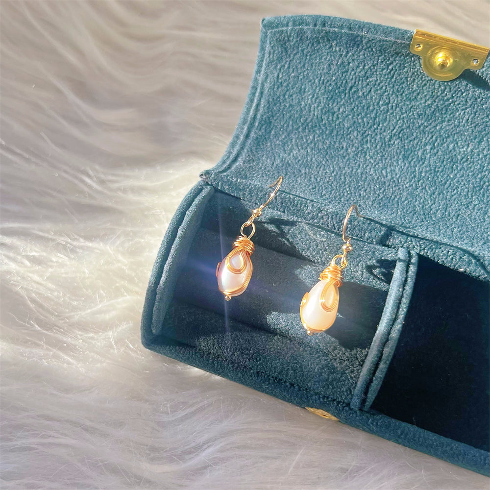 Freshwater Pearl Gold Wiring Dangle Hook Earrings - Natalie - Akuna Pearls