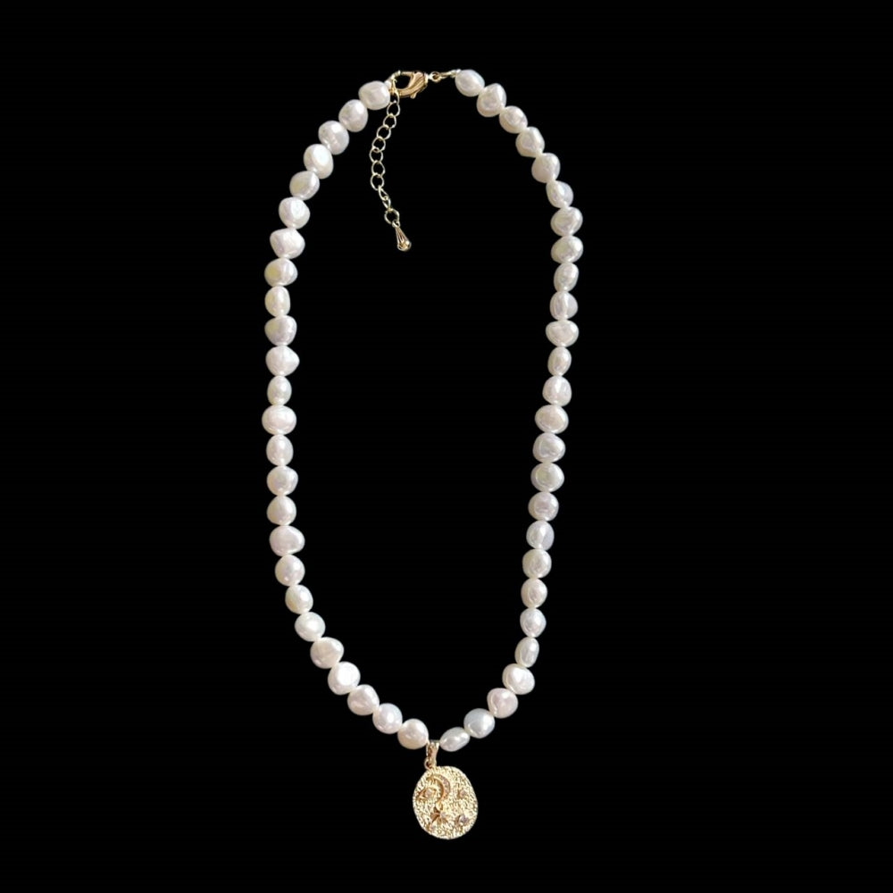 Freshwater Pearl Pendant Necklace - Celestial Stars & Magic Eyes - Akuna Pearls