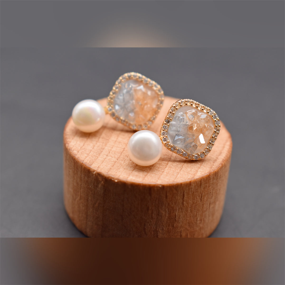 Freshwater Pearl Stud Earrings - Sunset Sea - Akuna Pearls