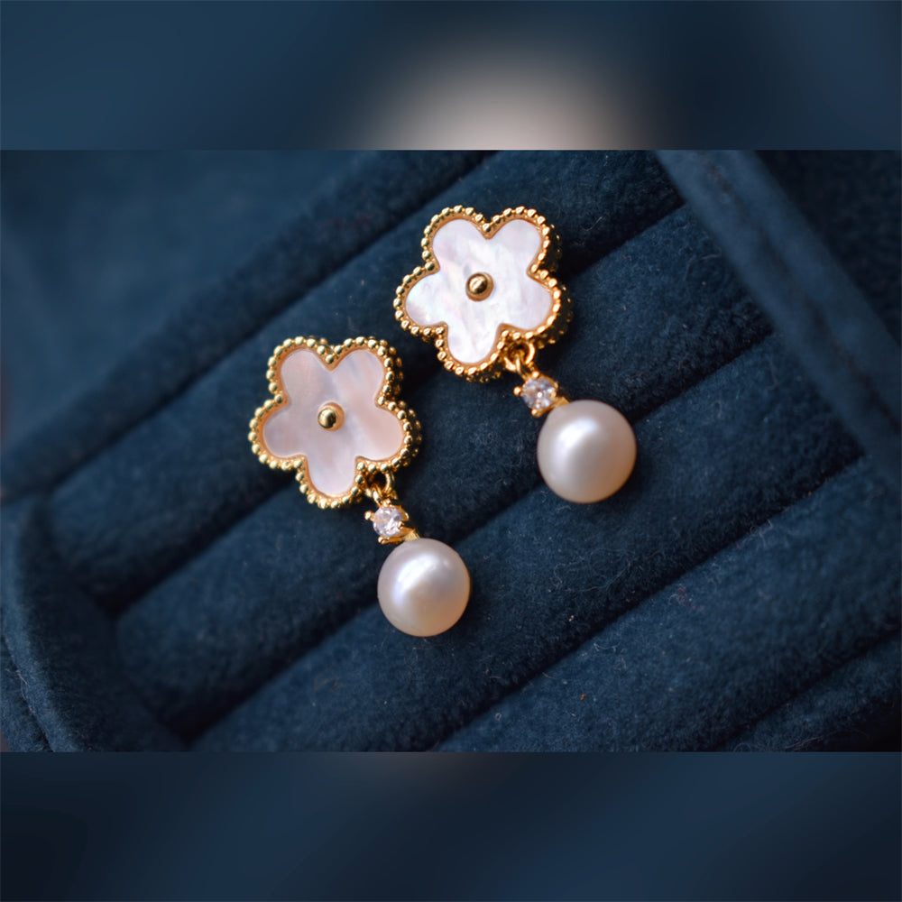 Freshwater Pearl Stud Earrings - Shell Flower - Akuna Pearls