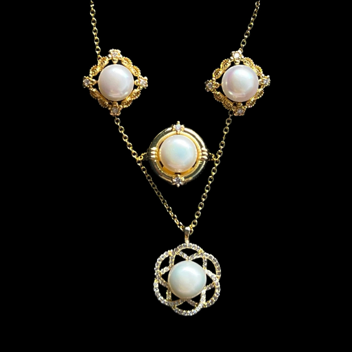 Freshwater Pearl Necklace, Earrings and Ring Gift Set - Kiara - Akuna Pearls