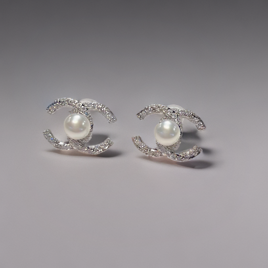 Freshwater Pearl Cubic Zirconia Stud Earrings - Coco - Akuna Pearls