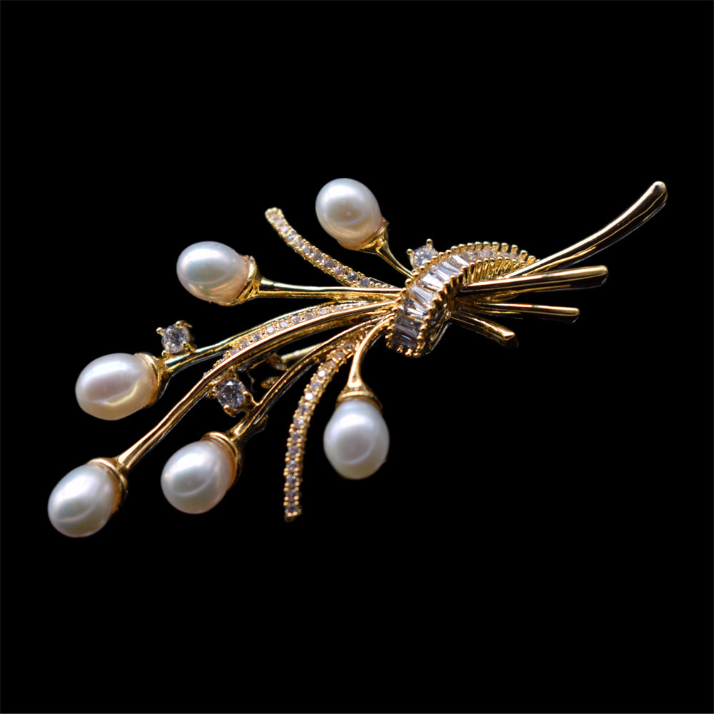 Luxury Freshwater Pearl Brooch - Bouquet - Akuna Pearls