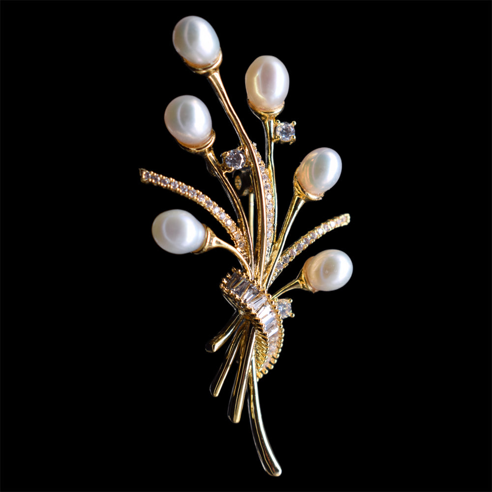 Luxury Freshwater Pearl Brooch - Bouquet - Akuna Pearls