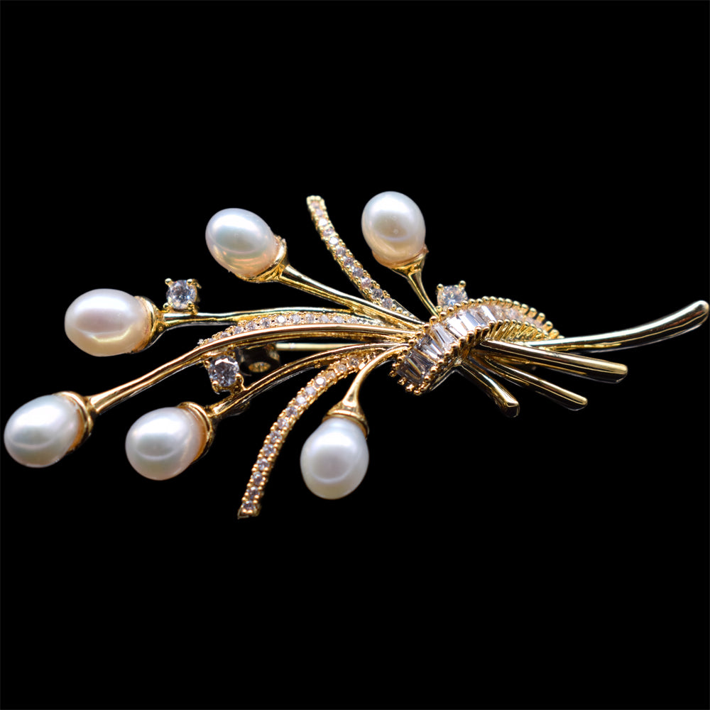 Luxury Freshwater Pearl Brooch - Bouquet - Akuna Pearls