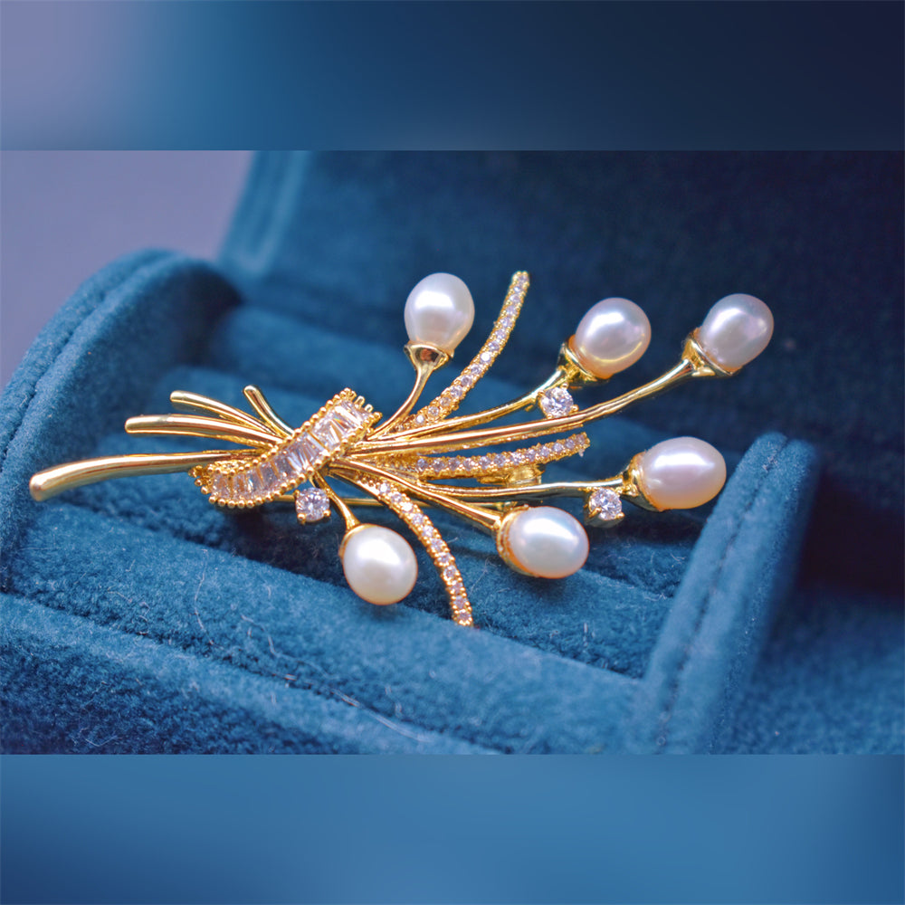 Luxury Freshwater Pearl Brooch - Bouquet - Akuna Pearls