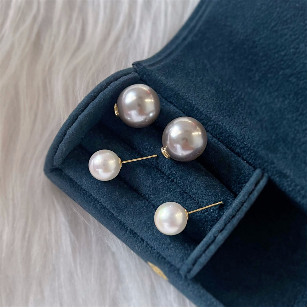 Shell Pearl Front & Back Double Pearl Earrings - Dua - Akuna Pearls