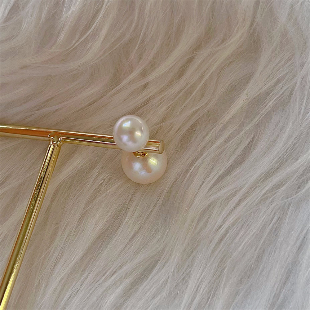 Melbourne Rose Gold Crystal Long Pearl Drop Earrings  Ivory  Co