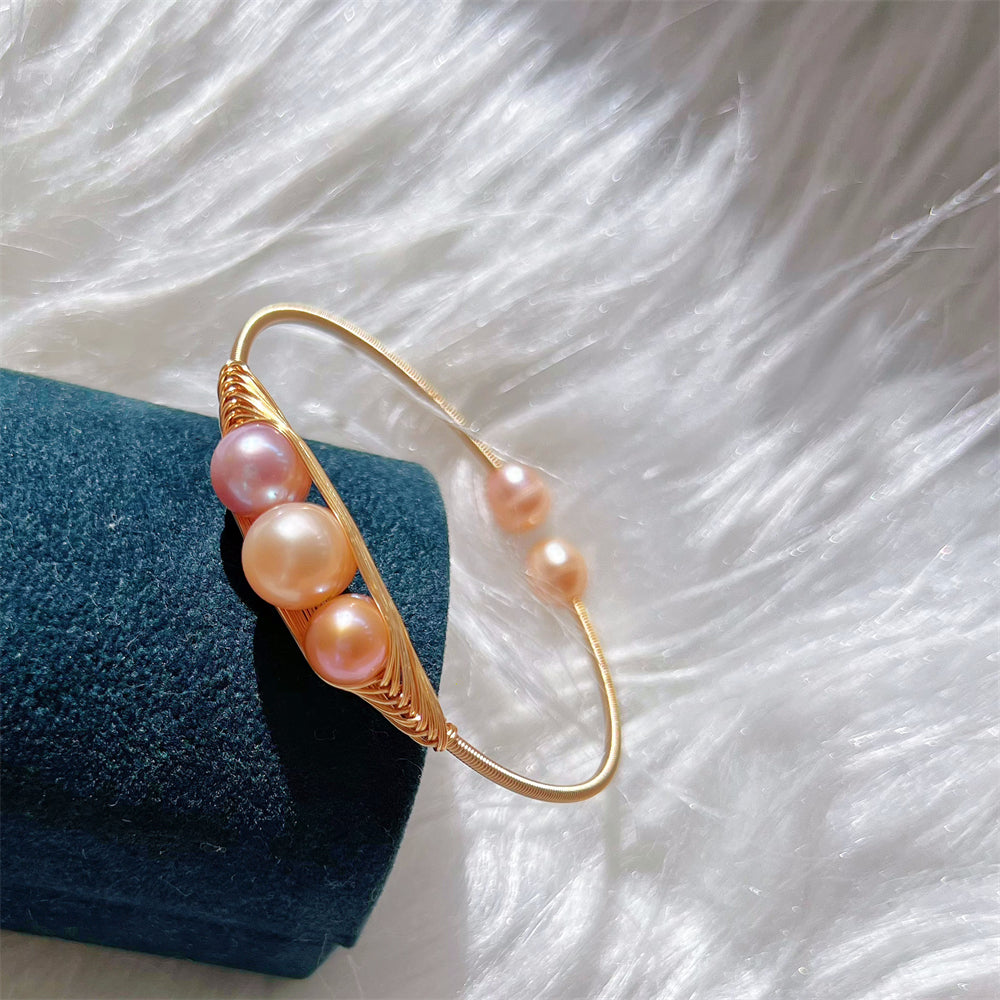 Freshwater Pearl Wire Bangle - Fabia - Akuna Pearls