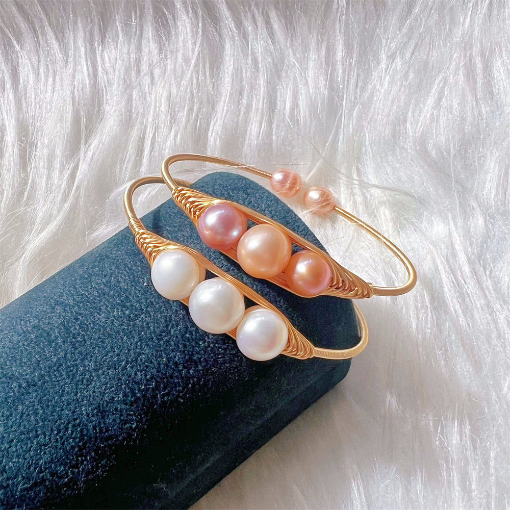 Freshwater Pearl Wire Bangle - Fabia - Akuna Pearls