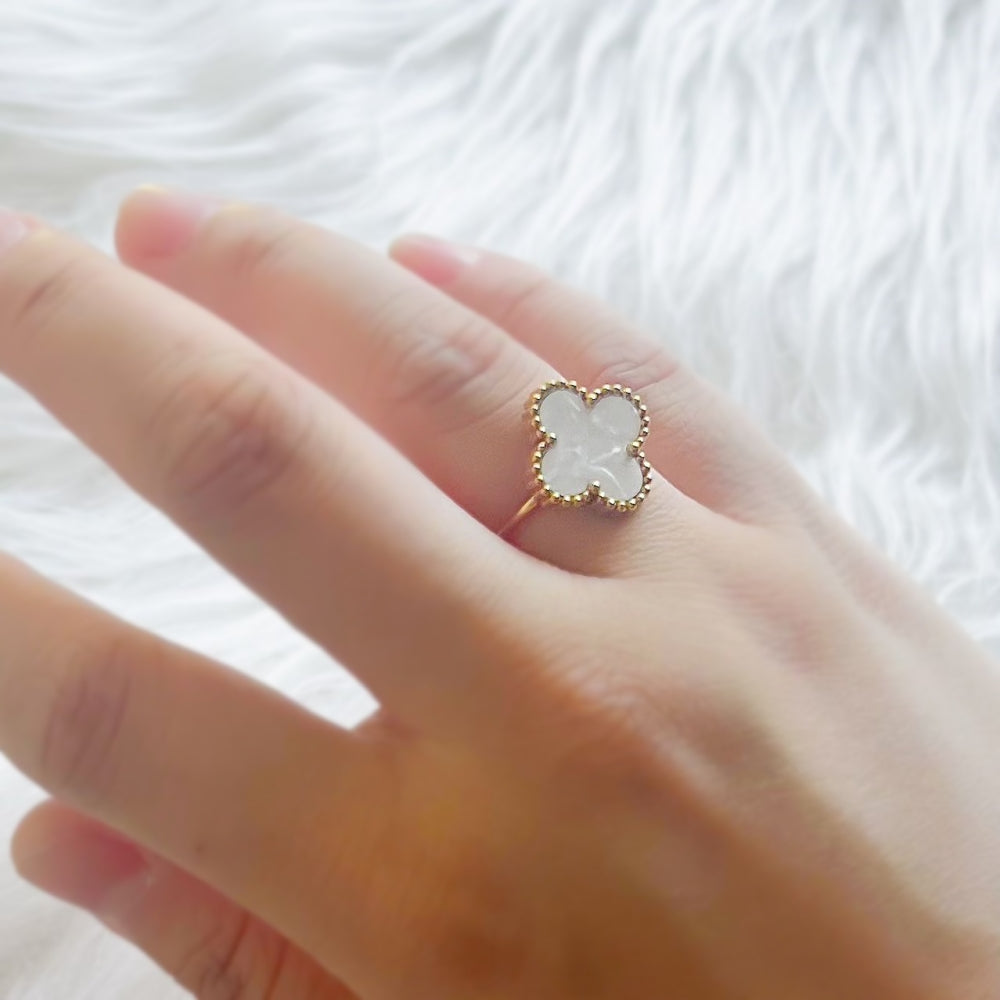 Mother of Pearl Adjustable Flower Ring - Akuna Pearls