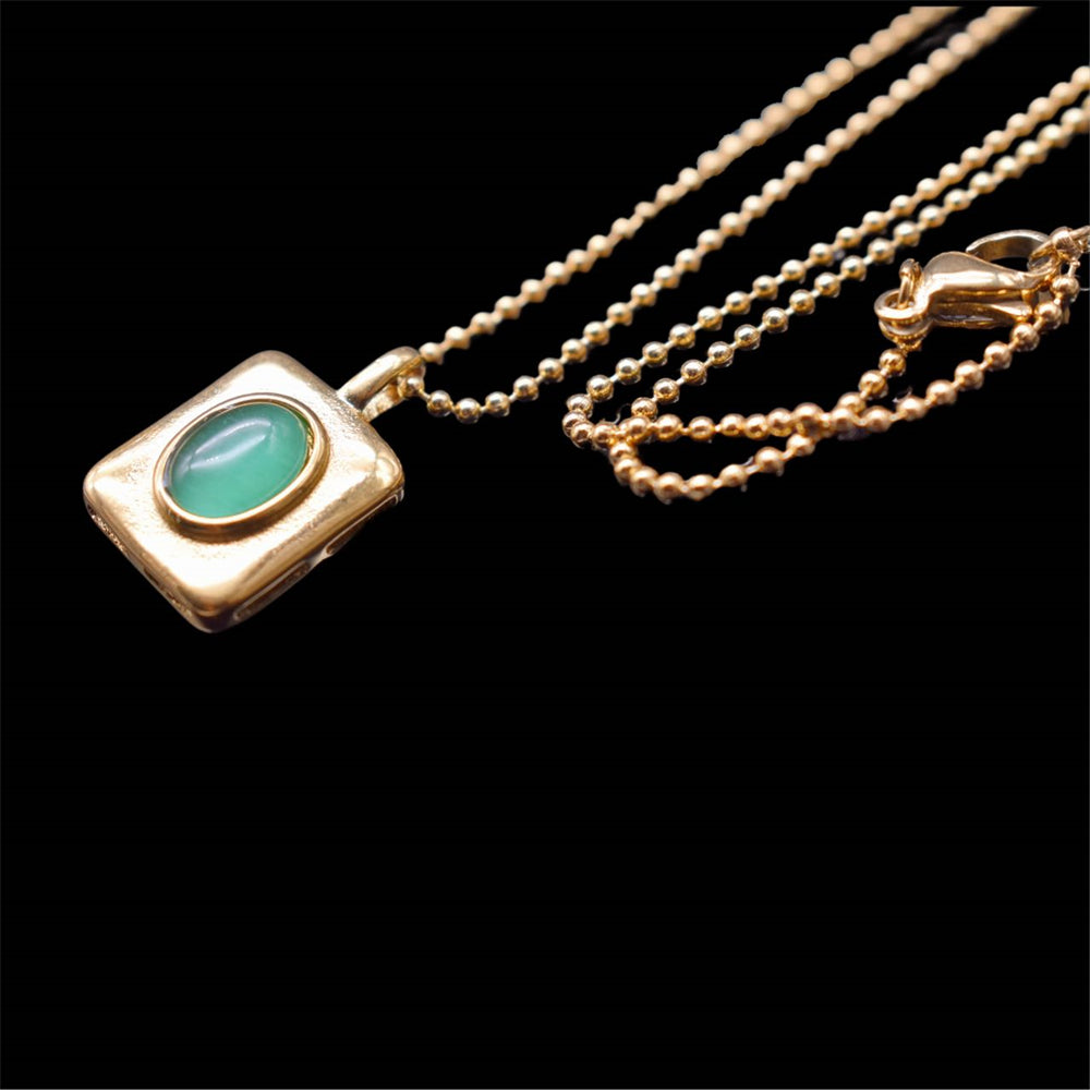 Titanium Waterproof Pendant Necklace - Emerald - Akuna Pearls