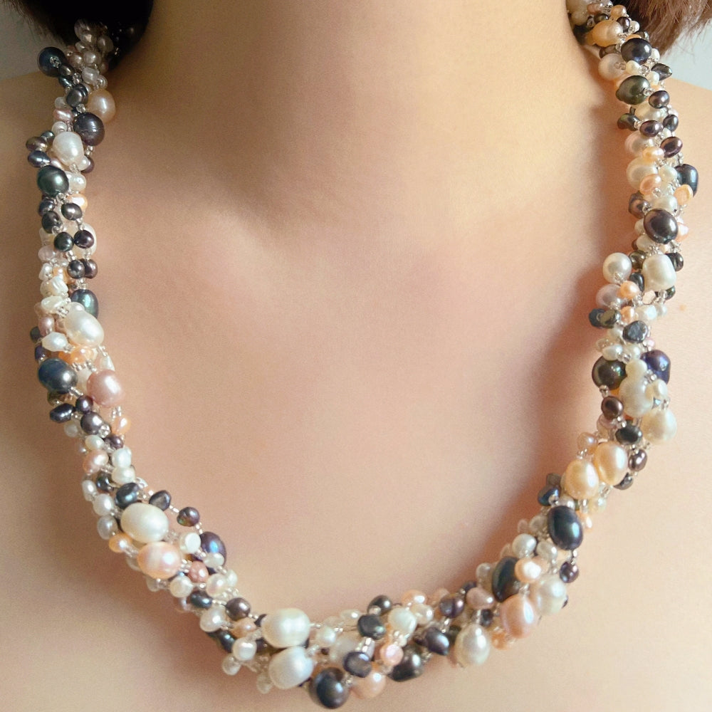 Freshwater Pearl Twisted Necklace - Gardenia | Akuna Pearls