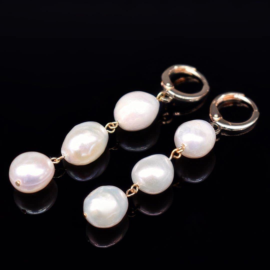 Baroque Pearl Hoop Earrings - Valentina - Akuna Pearls