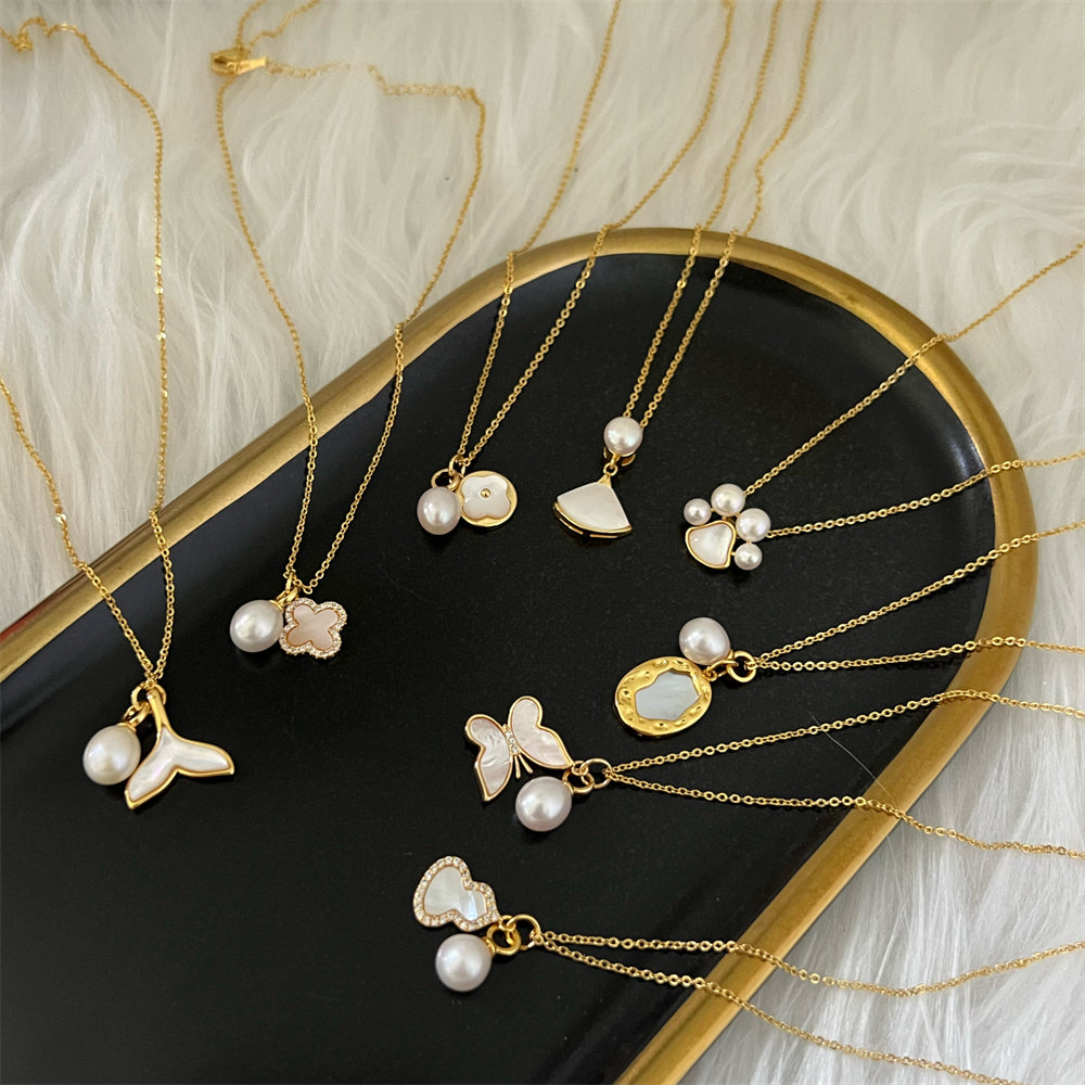 Freshwater Pearl & Mother of Pearl Pendant Necklace - Paw - Akuna Pearls