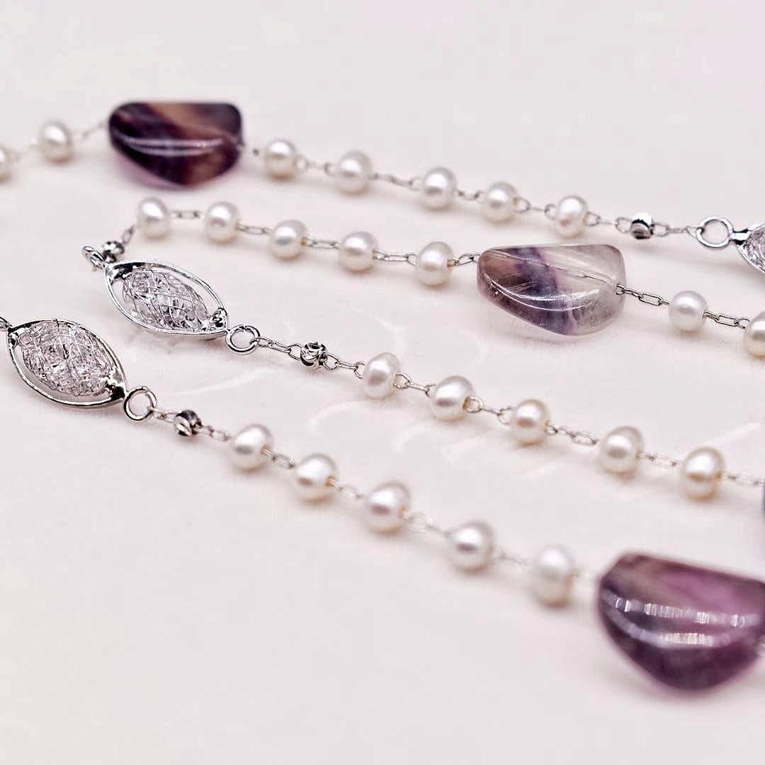 Freshwater Pearl Long Necklace - Berengaria - Akuna Pearls