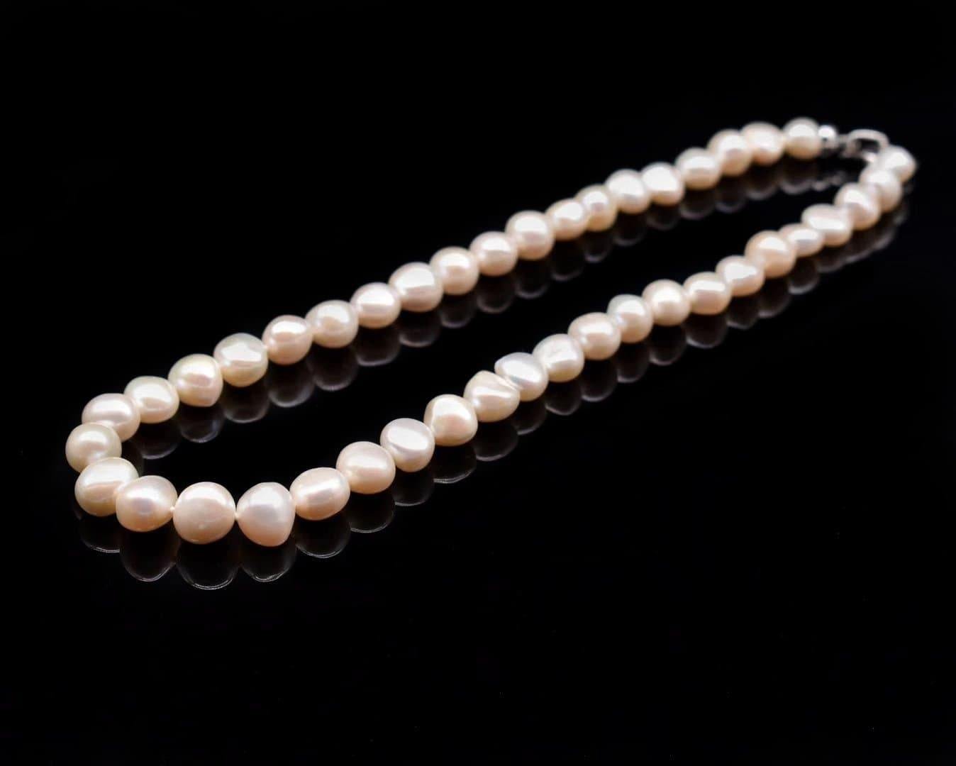 Classic Freshwater Pearl Necklace Side Flatted - Rama - Akuna Pearls