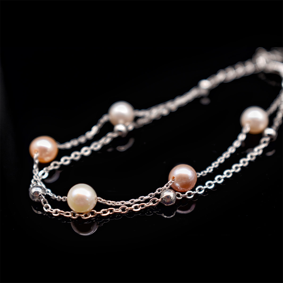 Freshwater Pearl Station Bracelet - Pansy - Akuna Pearls