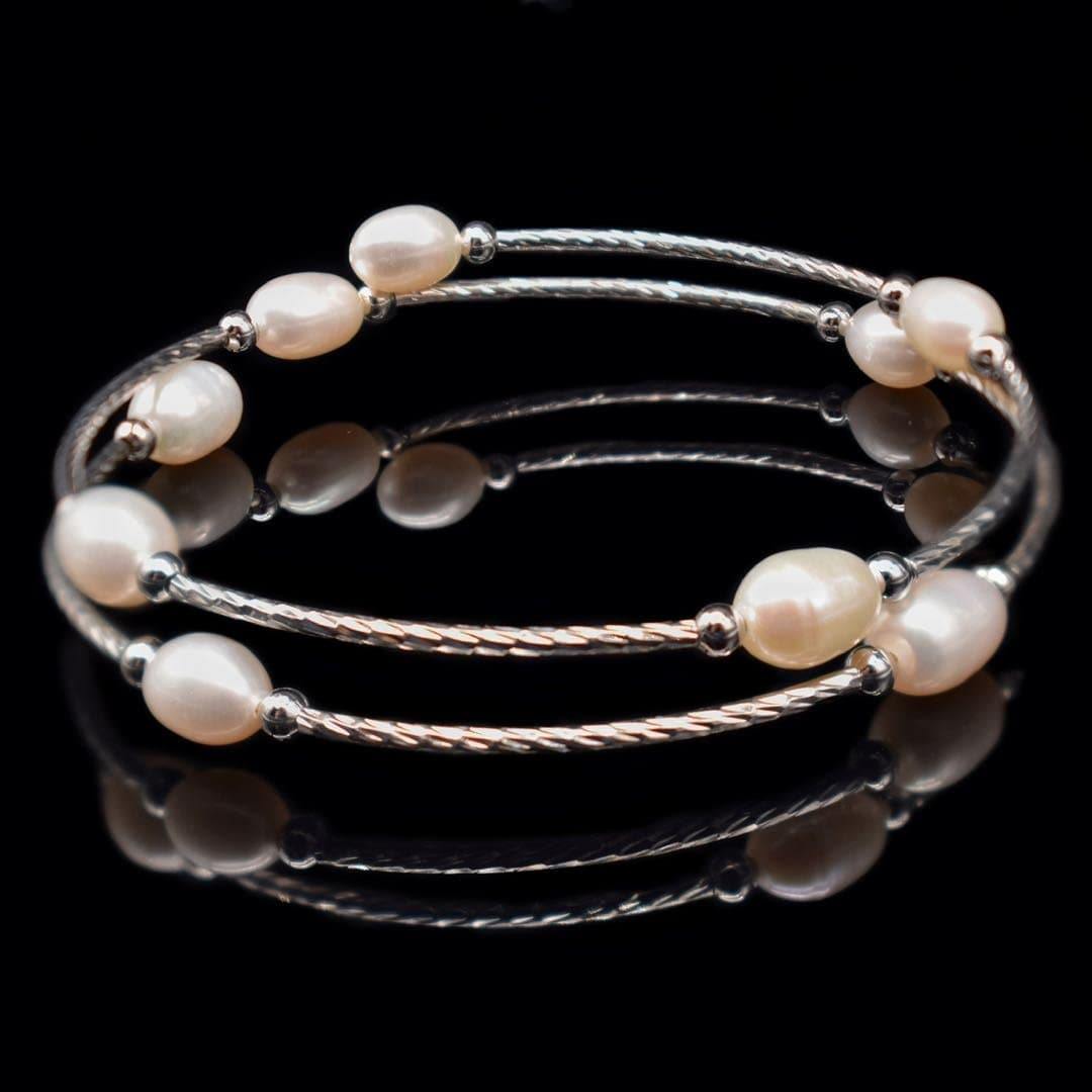 Freshwater Pearl Elastic Stretch Bracelet - Riley - Akuna Pearls