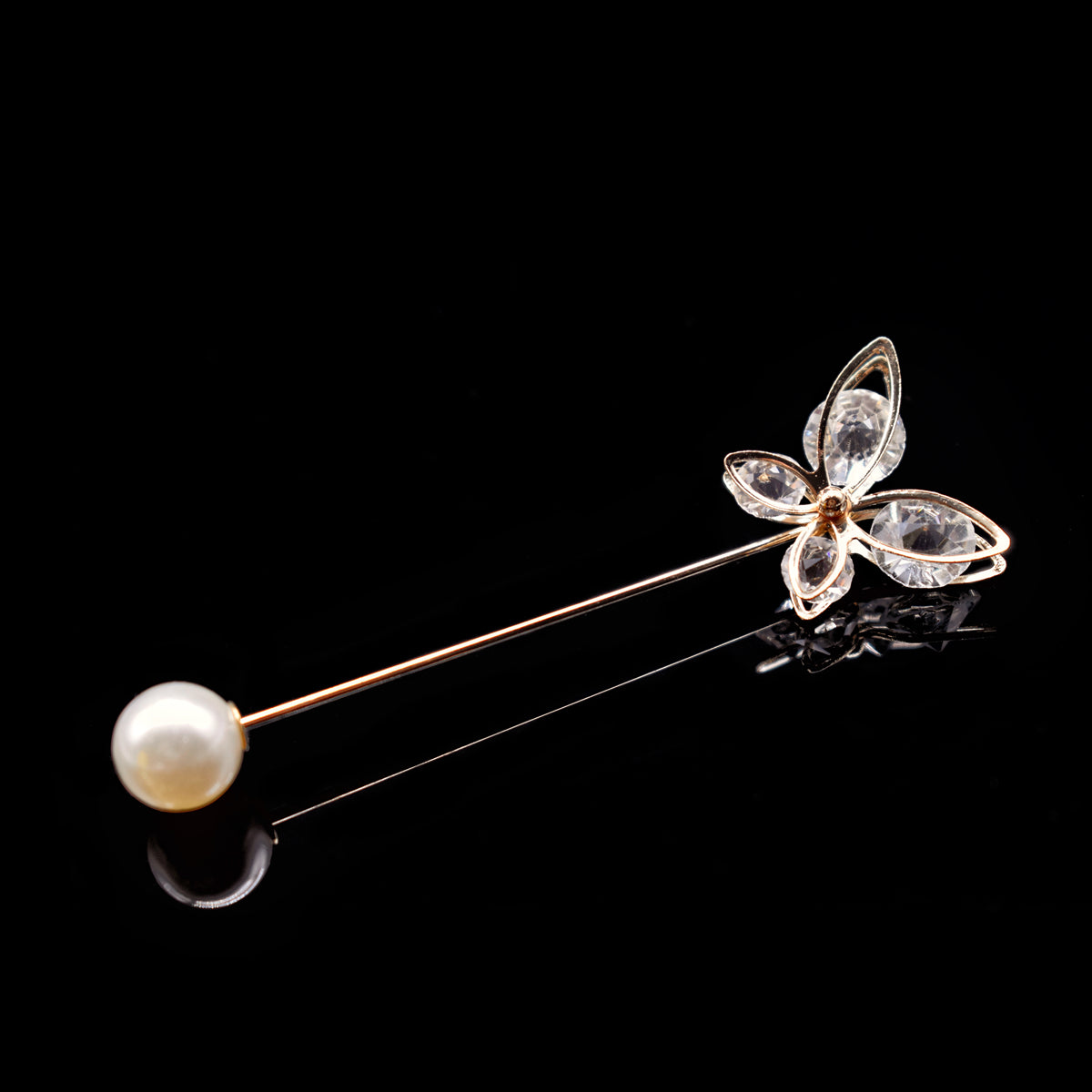 Faux Pearl Fashion Pin - Butterfly - Akuna Pearls