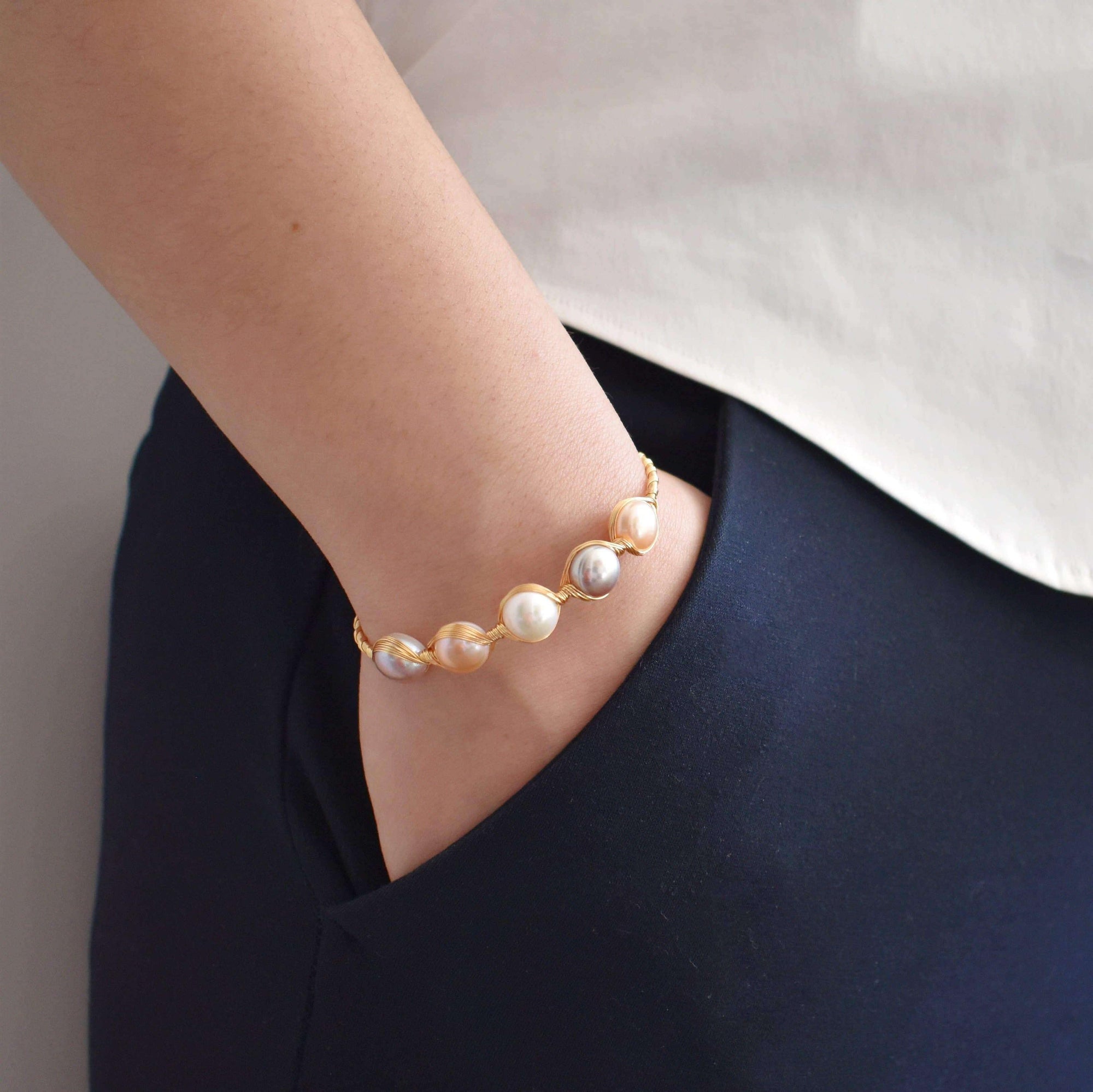 Freshwater Pearl Bangle - Fantasy - Akuna Pearls