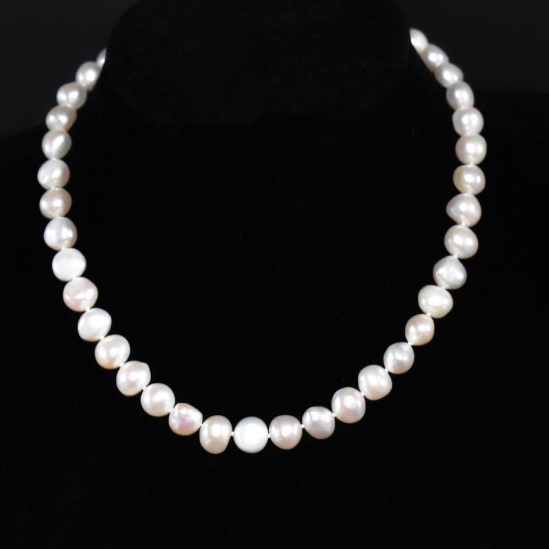 Classic Freshwater Pearl Necklace Side Flatted - Rama - Akuna Pearls