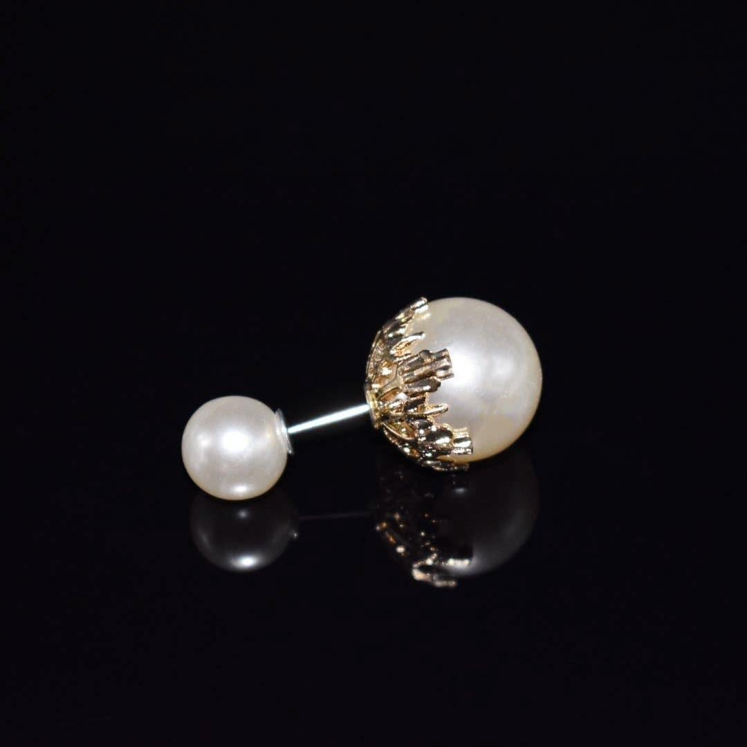 Faux Pearl Fashion Pin - Two Beads Design - Akuna Pearls