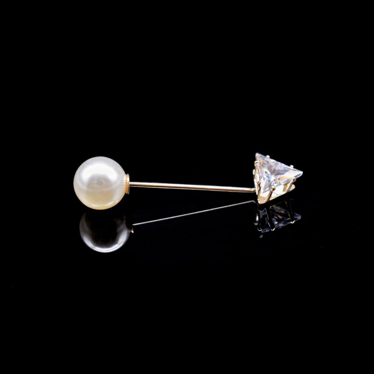 Faux Pearl Fashion Pin - Cubic Zirconia Design - Akuna Pearls