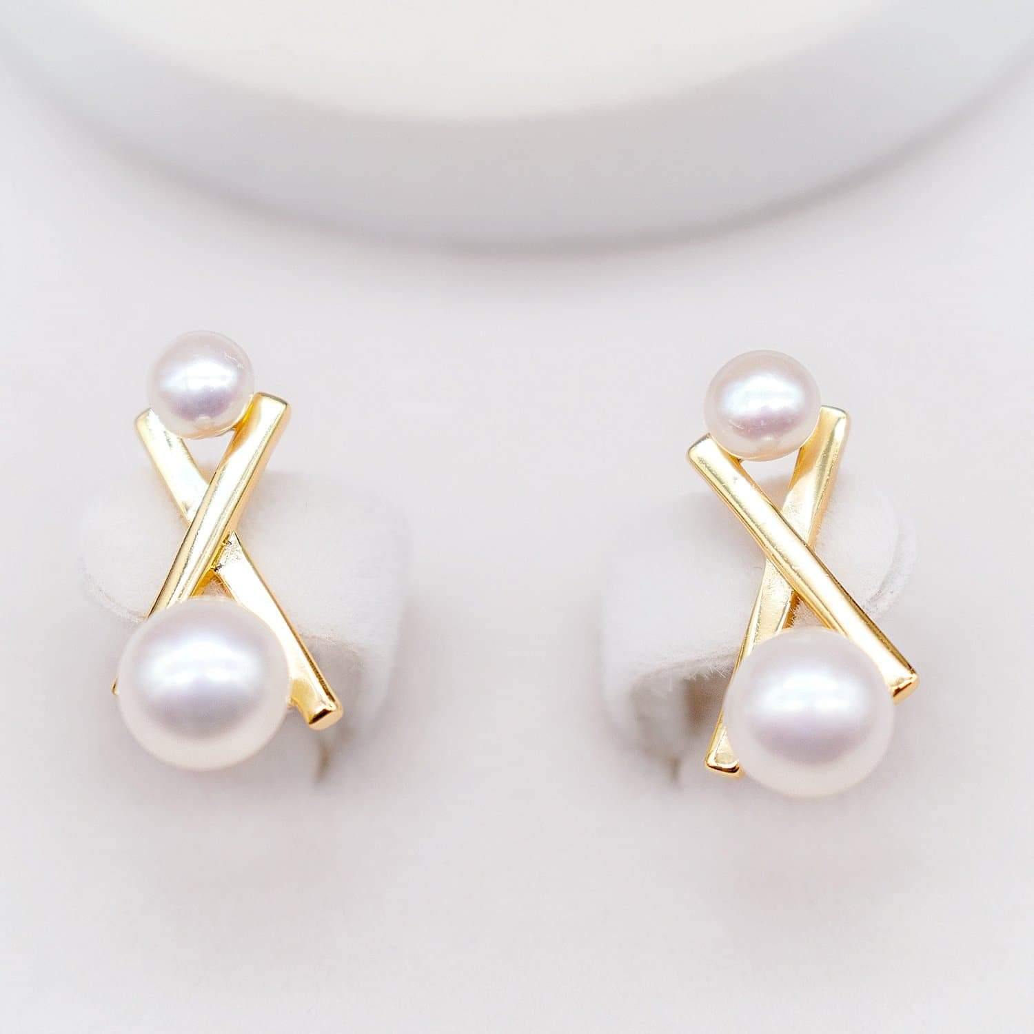 Freshwater Pearl Earrings - Balance Cross - Akuna Pearls