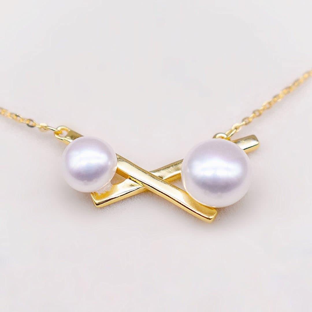 Freshwater Pearl Necklace - Balance Cross - Akuna Pearls