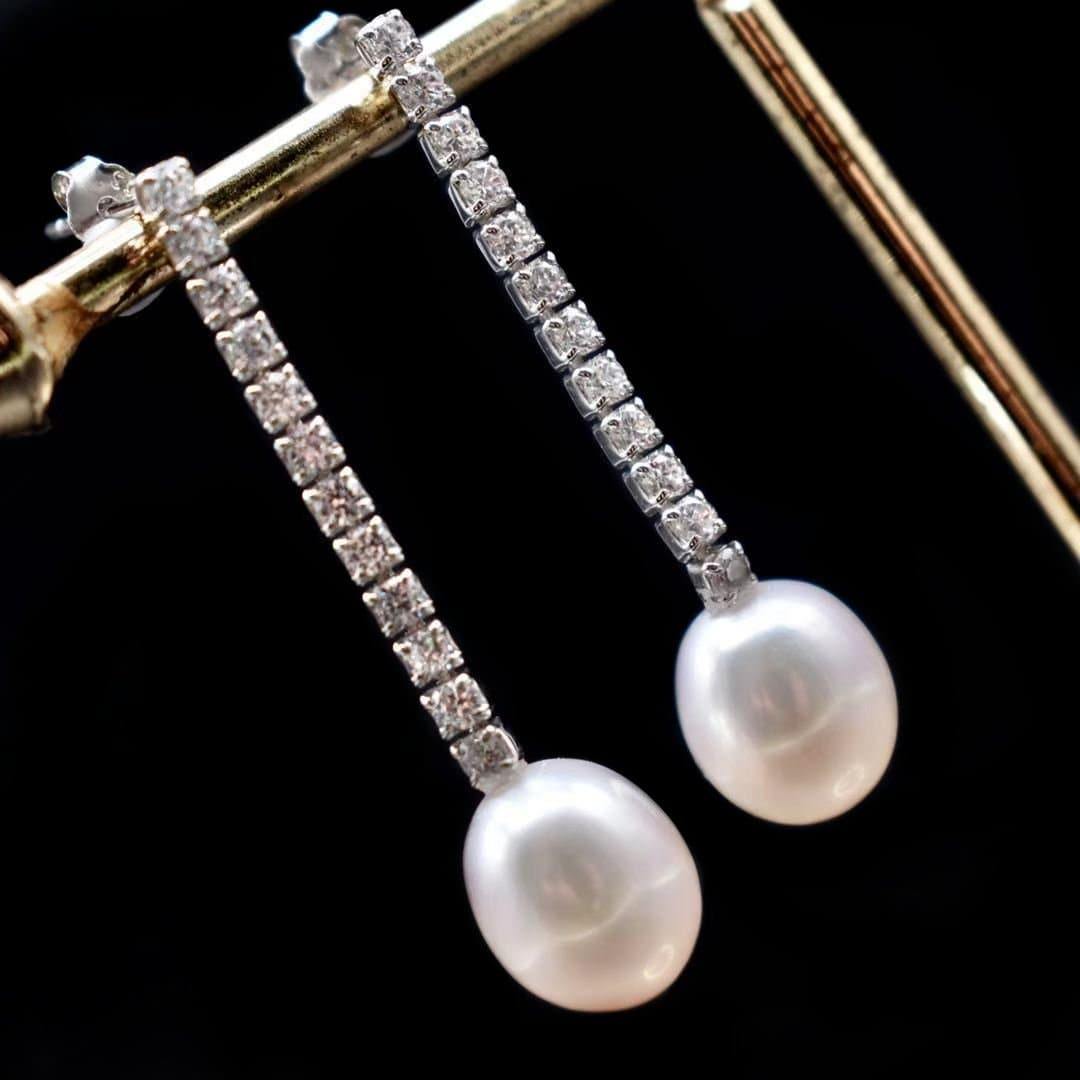 Freshwater Pearl Long Drop Earrings - Ingrid - Akuna Pearls