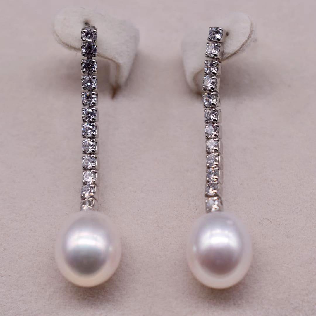 Freshwater Pearl Long Drop Earrings - Ingrid - Akuna Pearls