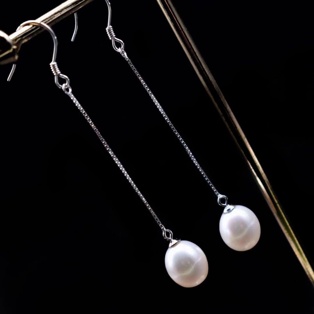 Freshwater Pearl Long Dangle Earrings - Irene - Akuna Pearls