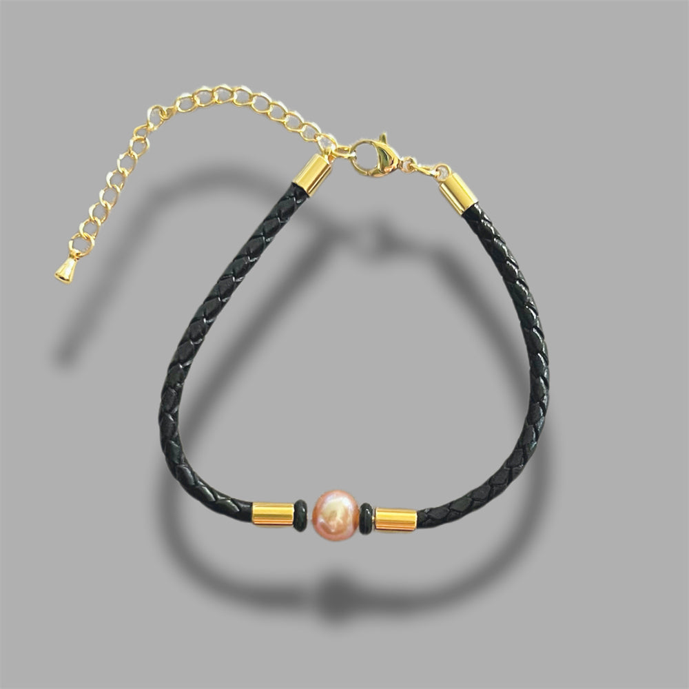 Freshwater Pearl Leather Bracelet - Claire - Akuna Pearls