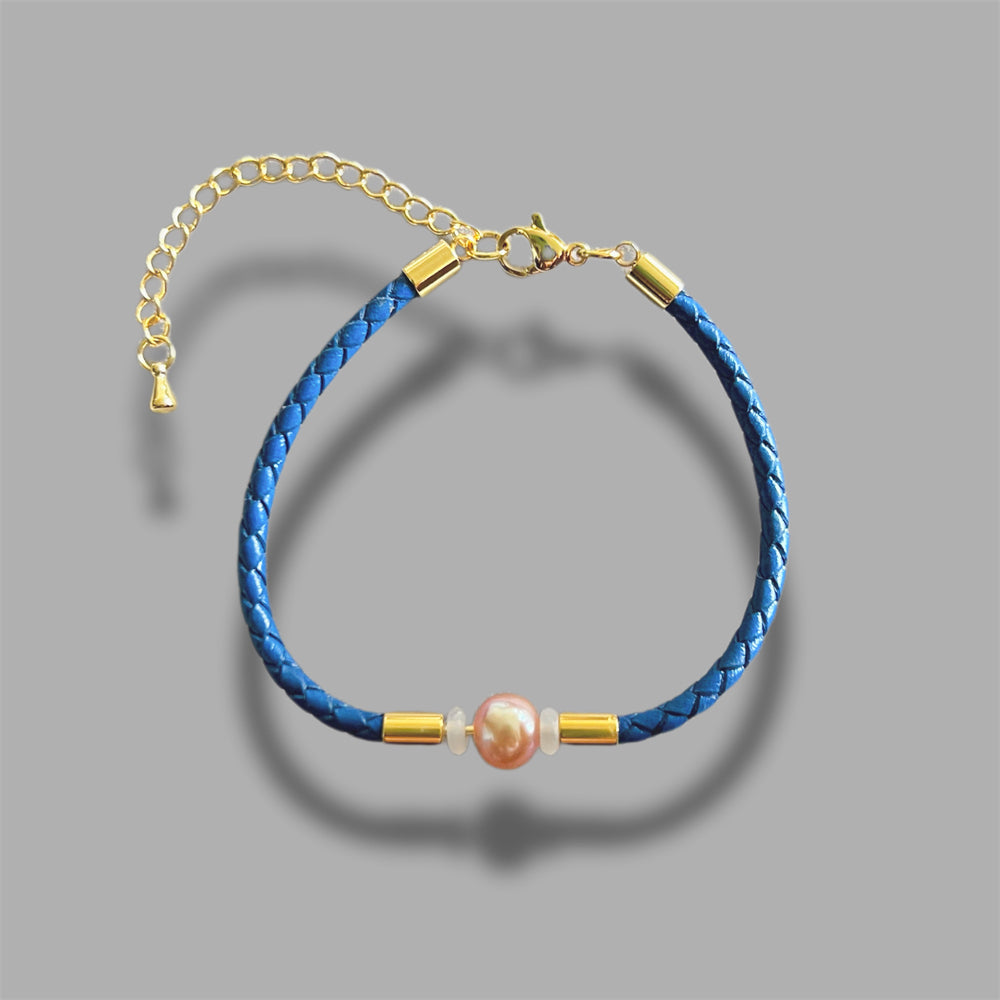 Freshwater Pearl Leather Bracelet - Claire - Akuna Pearls