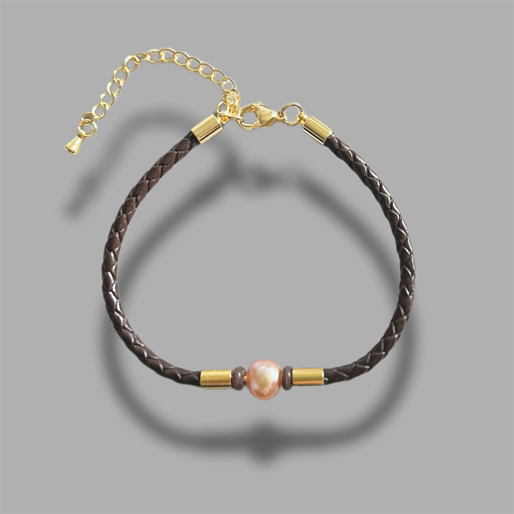 Freshwater Pearl Leather Bracelet - Claire - Akuna Pearls