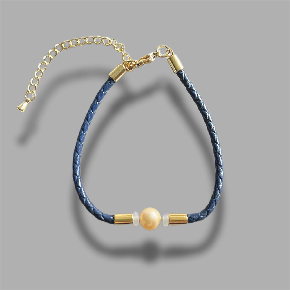 Freshwater Pearl Leather Bracelet - Claire - Akuna Pearls