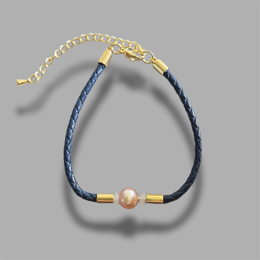 Freshwater Pearl Leather Bracelet - Claire - Akuna Pearls