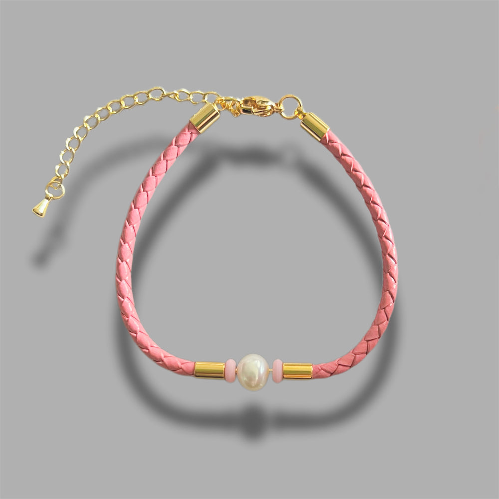 Freshwater Pearl Leather Bracelet - Claire - Akuna Pearls