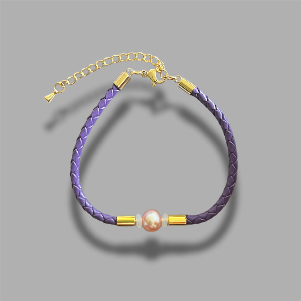 Freshwater Pearl Leather Bracelet - Claire - Akuna Pearls