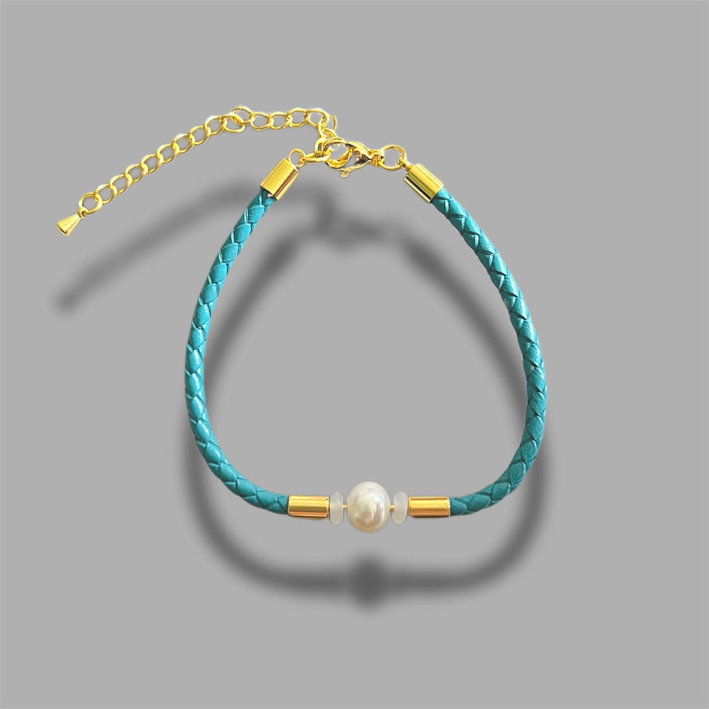 Freshwater Pearl Leather Bracelet - Claire - Akuna Pearls