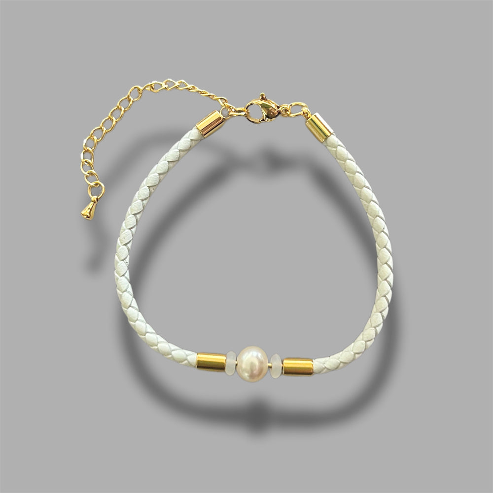 Freshwater Pearl Leather Bracelet - Claire - Akuna Pearls