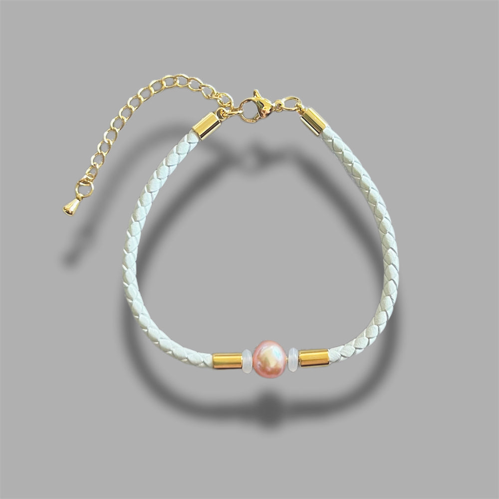 Freshwater Pearl Leather Bracelet - Claire - Akuna Pearls