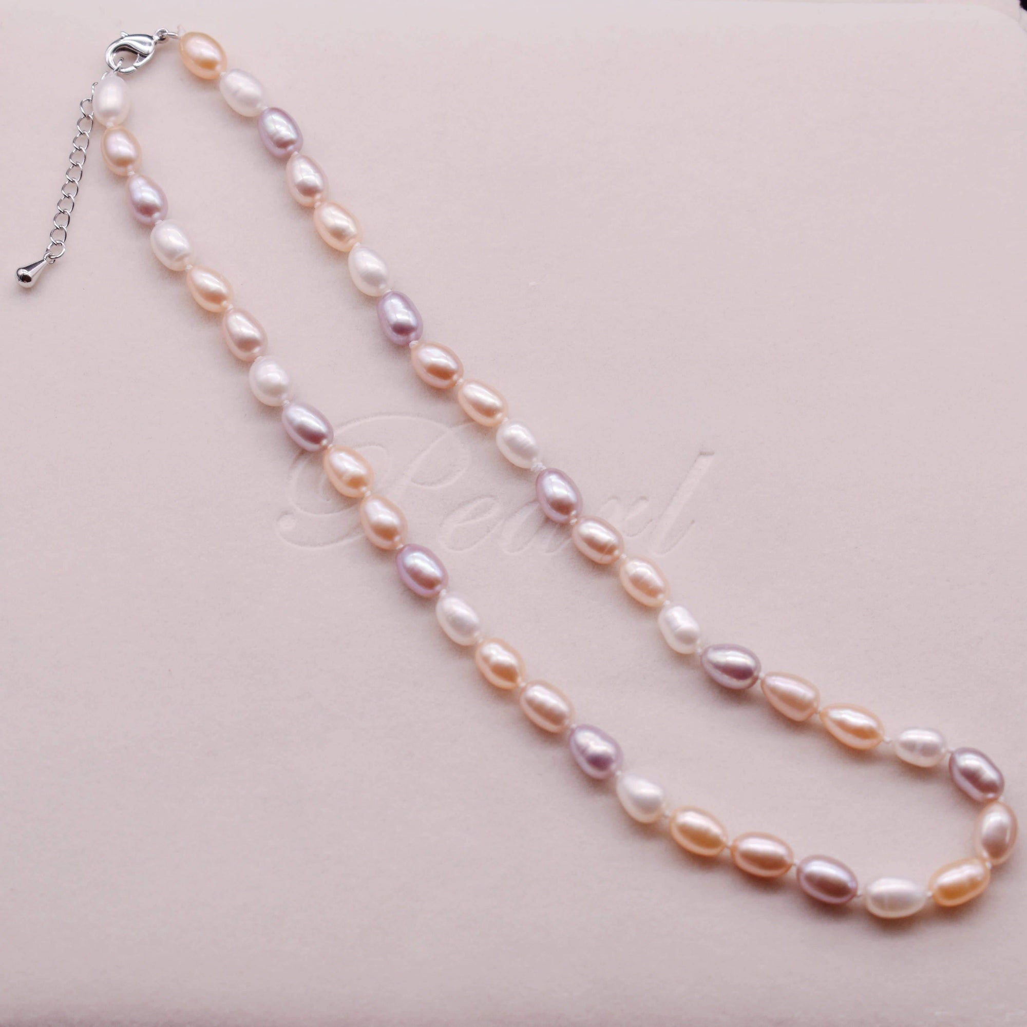 Classic Freshwater Pearl Necklace 8mm Rice - Akuna Pearls