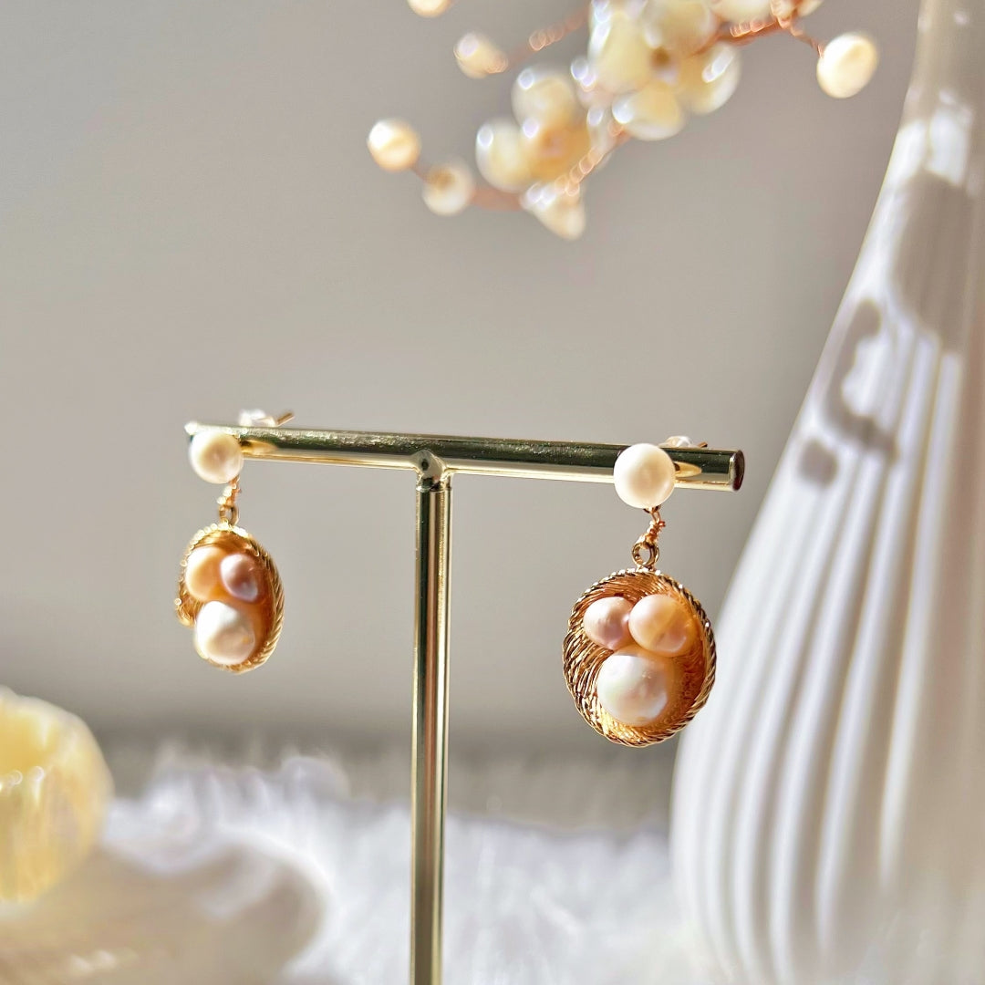 Freshwater Pearl Drop Earrings - Nest - Akuna Pearls