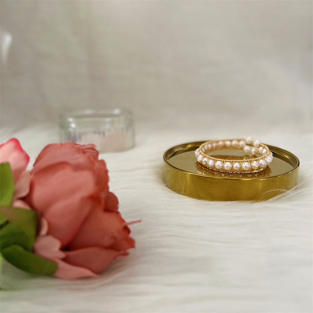 Freshwater Pearl Wire Bangle - Emiri - Akuna Pearls