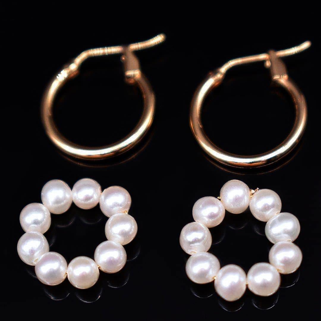 Pearl on sale round earrings