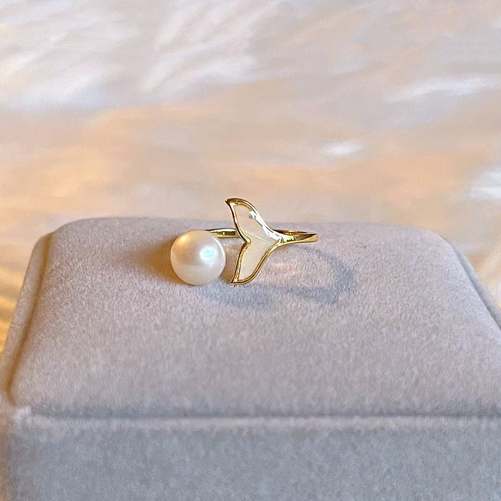 Freshwater Pearl Open Ring - Fish Tail - Akuna Pearls